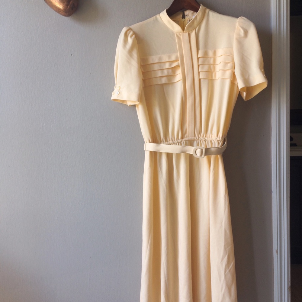 Checkaberry Vintage Yellow Drop Waist Dress Sz S-M